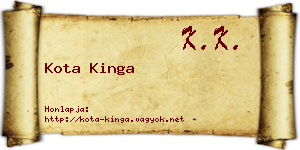 Kota Kinga névjegykártya